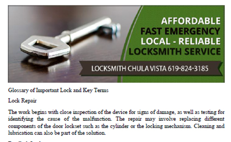 Glossary by Locksmith Chula Vista - Click to download